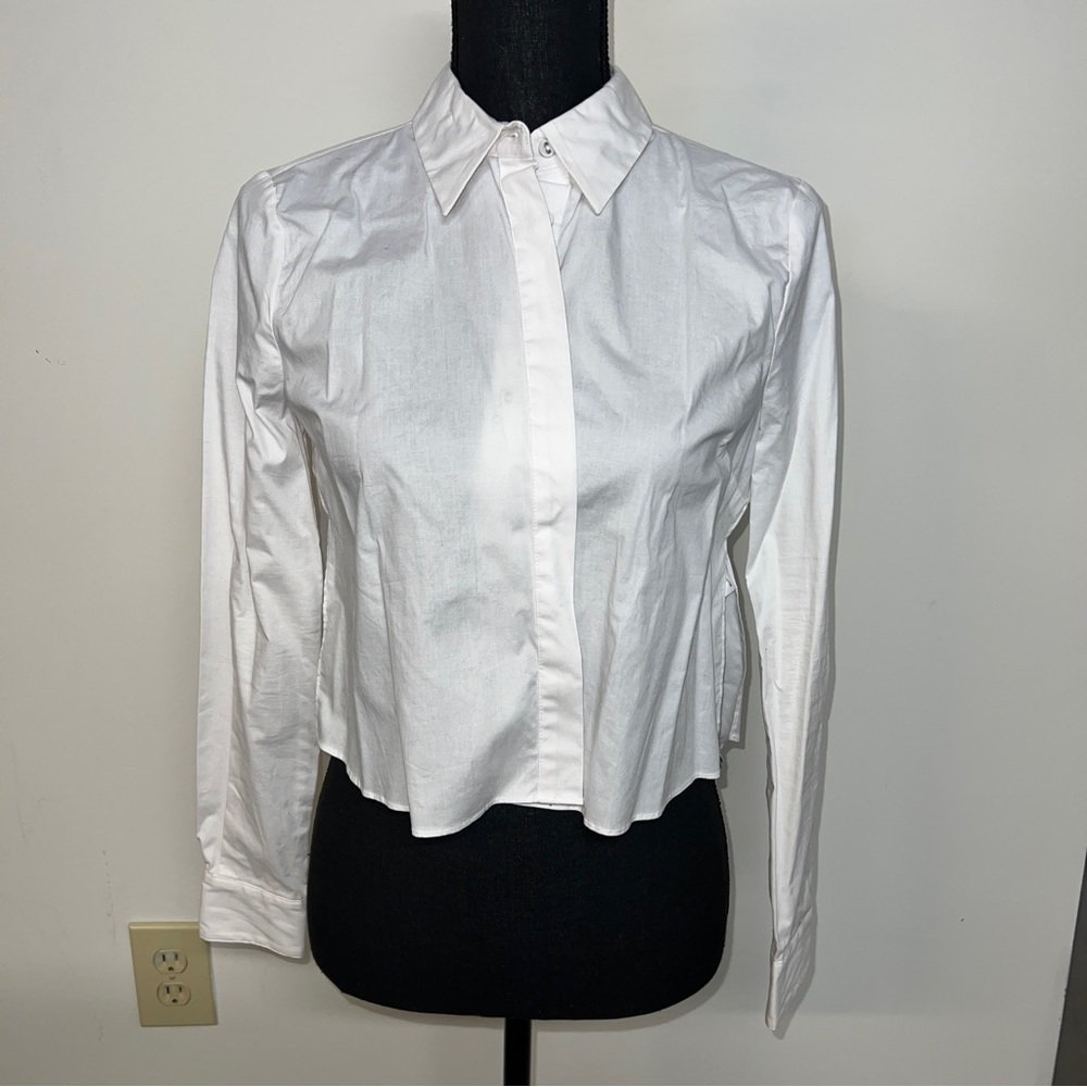 White Button up with slit details